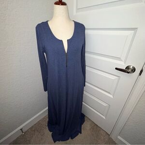 Soft Surroundings 1/4 Zipper Down Long Sleeve Lounge Maxi Festival Vibes Dress